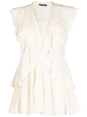 Alexander McQueen Pre-Owned blouse en soie à volants - Tons neutres