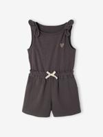 Combishort voor meisjes van twee materialen leigrijs