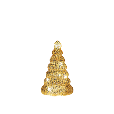 Kerstboompje glas led op batterij met timer 17.5x10.5 cm goud - Annas collection