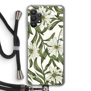 Wit bloemenpatroon: Samsung Galaxy A32 5G Transparant Hoesje met koord