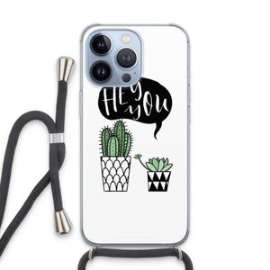 Hey you cactus: iPhone 13 Pro Transparant Hoesje met koord