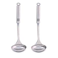 Soep/saus opscheplepel - 2x stuks - zilver - RVS - 31 cm - Keukengerei - soeplepel