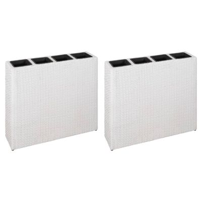 vidaXL Plantenbak verhoogd met 4 potten 2 st poly rattan wit