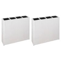 vidaXL Plantenbak verhoogd met 4 potten 2 st poly rattan wit - thumbnail