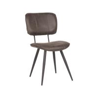 LABEL51 Eetkamerstoel Fos - Antraciet - Leder - Black Frame