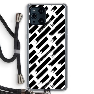 Zwarte vegen: Oppo Find X3 Transparant Hoesje met koord
