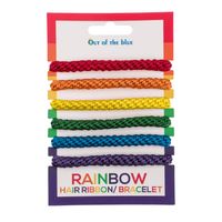 Armbandjes/haarbandjes - Gay Pride/Regenboog thema kleuren - setje van 6x stuks - Verkleedsieraden - thumbnail
