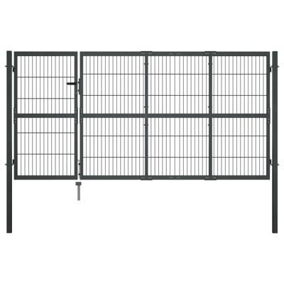 Poort met palen 350x120 cm staal antraciet