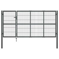 Poort met palen 350x120 cm staal antraciet