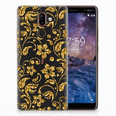 Nokia 7 Plus | TPU Case | Gouden Bloemen Nokia 7 Plus | TPU Case | Gouden Bloemen