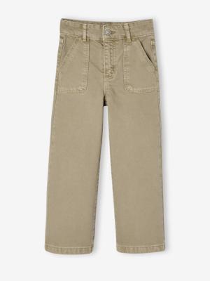 Wijde broek voor meisjes small Morpho kaki