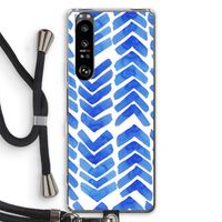 Blauwe pijlen: Sony Xperia 1 III Transparant Hoesje met koord