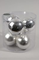 Kerstbal zilver glas d8cm 6st