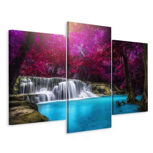 Schilderij - Kanchanaburi waterval Thailand, 3 luik, premium print