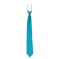 Carnaval verkleed accessoires stropdas zijdeglans - turquoise blauw - polyester - heren/dames   - - thumbnail