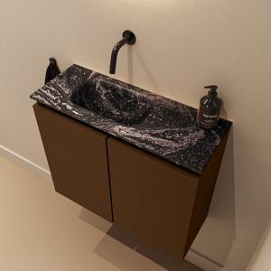 Toiletmeubel Mondiaz Ture Dlux | 60 cm | Meubelkleur Rust | Eden wastafel Lava Links | Zonder kraangat
