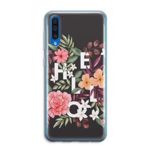 Hello in flowers: Samsung Galaxy A50 Transparant Hoesje