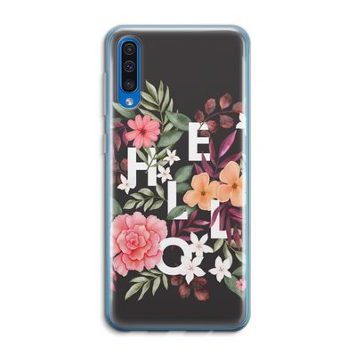 Hello in flowers: Samsung Galaxy A50 Transparant Hoesje