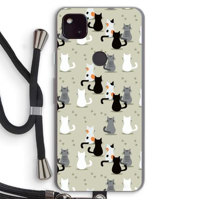 Katten: Pixel 4a 5G Transparant Hoesje met koord