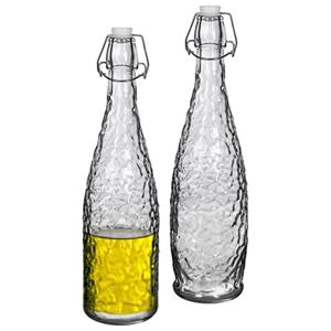 Alessandro Beugelfles/weckfles - 2x - gedecoreerd glas - transparant - luchtdicht - 1 liter