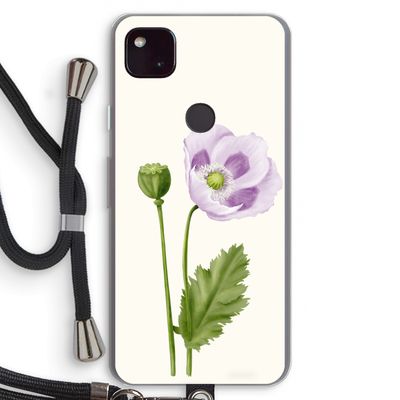 Purple poppy: Pixel 4a 5G Transparant Hoesje met koord