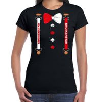 Carnaval stad Kruikenstad / Tilburg bretels en strik verkleed shirt zwart voor dames - thumbnail