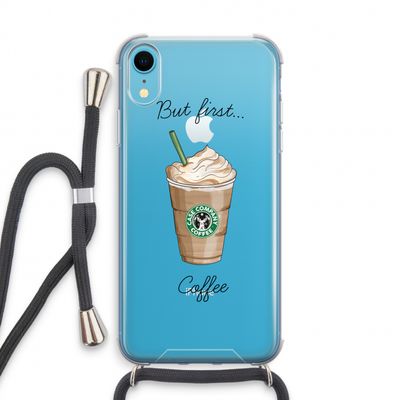 But first coffee: iPhone XR Transparant Hoesje met koord