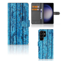 Samsung Galaxy S23 Ultra Book Style Case Wood Blue