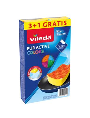 Vileda Pur Active Colors vaatwasser 4 stuks.