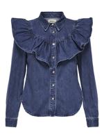 Only Onlindigo Ls Frill Dnm Shirt Qyt Noos Blouse Dark Blue Denim