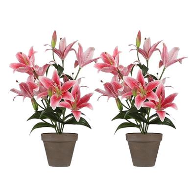 Mica Decorations Tigerlily/tijgerlelie kunstplant - 2x - fuchsia - 47 cm - Kunstplanten/nepplanten Mica Decorations Tigerlily/tijgerlelie kunstplant - 2x - fuchsia - 47 cm - Kunstplanten/nepplanten
