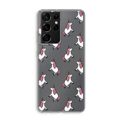 Eenhoorns overal: Samsung Galaxy S21 Ultra Transparant Hoesje