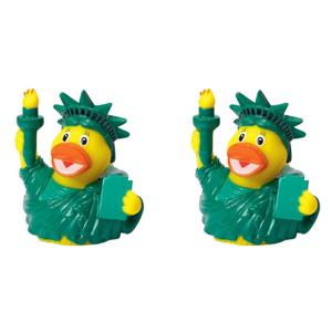 Badeendje USA New York vrijheidsbeeld - 2x - rubber - 8 cm - Cadeau feestartikelen - speelgoed