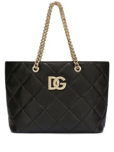 Dolce & Gabbana sac cabas matelassé à plaque logo DG - Noir