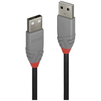 LINDY 36694 USB-kabel USB 2.0 USB-A stekker, USB-A stekker 3.00 m Zwart, Grijs