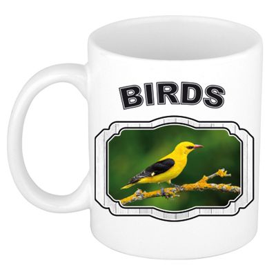 Dieren wielewaal vogel beker - birds/ vogels mok wit 300 ml