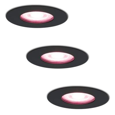 Set van 3 Bari Smart inbouwspots - IP65 waterdicht - Wifi + Bluetooth - RGBWW - GU10 - Google Home, Amazon Alexa en Siri - Zwart - Badkamer, binnen en buiten