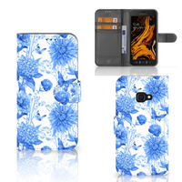 Hoesje voor Samsung Galaxy Xcover 4 | Xcover 4s Flowers Blue - thumbnail