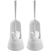 2x stuks witte toiletborstel/WC-borstel met houder 15 x 37,5 cm