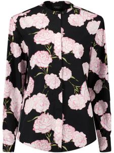 Giambattista Valli chemise fleurie à design sans col - Noir