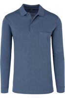 RAGMAN Regular Fit Poloshirt lange mouw donkerblauw, Effen - thumbnail