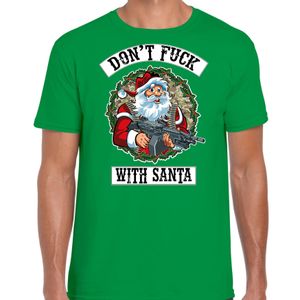 Fout Kerstshirt / outfit Dont fuck with Santa groen voor heren