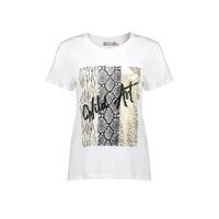 Geisha T-shirt met printopdruk wit - thumbnail