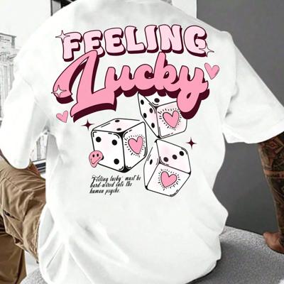 Bon&Bon Men's Pink Dice & Slogan Graphic Tee - Casual Short Sleeve White / S