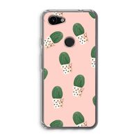 Cactusprint roze: Google Pixel 3a Transparant Hoesje