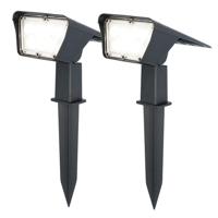 Set van 2 Odessa solar prikspots - Incl. Schemerschakelaar - 6000K daglicht wit - 2 lichtstanden - 300 lumen - 6-12 uur brandtijd - Kantelbaar - IP65 waterdicht