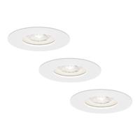 Set van 3 Bari LED inbouwspots extra plat 58mm - 3,8W 270lm - GU10 LED Module - 6000K daglicht wit - Dimbaar - Rond - IP65 waterdicht - Wit