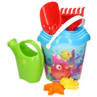 Blauw/oranje maskerwimpelvis strandemmer/zandbak speelset voor kinderen - thumbnail