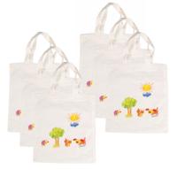 Inkleurbaar tasje blanco DIY - 6x - 38 x 42 cm - fairtrade katoen