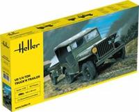 Heller 81105 US 1/4 Ton Truck 'n Trailer Bouwpakket Schaal 1:35